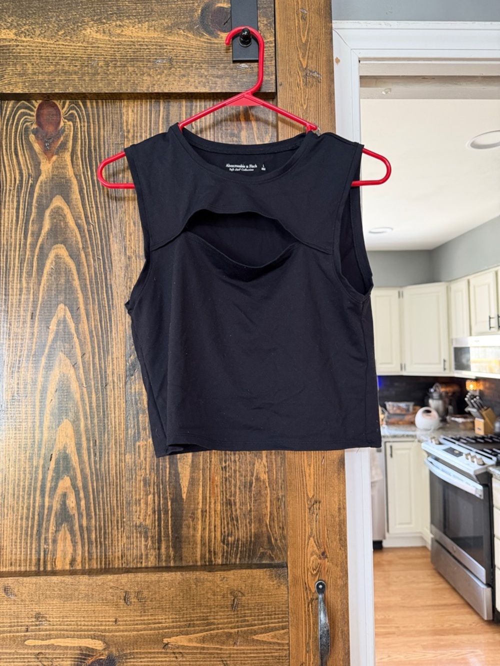 Abercrombie & Fitch Black Sleeveless Cutout Crop Tank